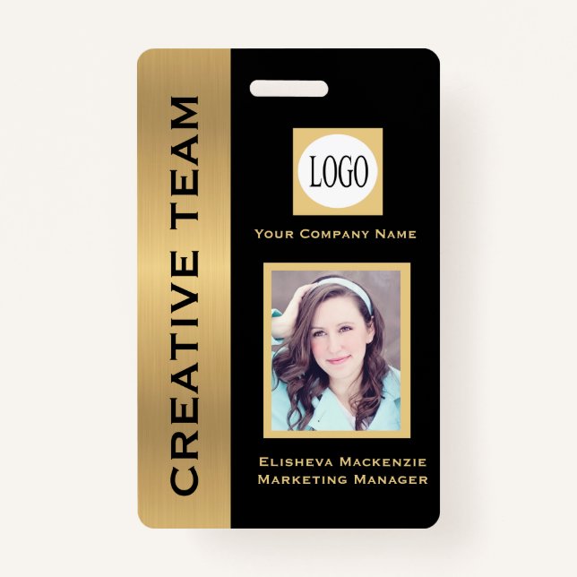 Black and Gold Creative Executive Employee ID Badg Badge (Front)