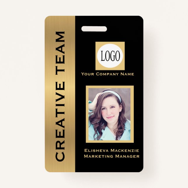 Black and Gold Creative Executive Employee ID Badge (Front)
