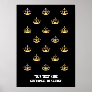 Black and gold crown pattern poster