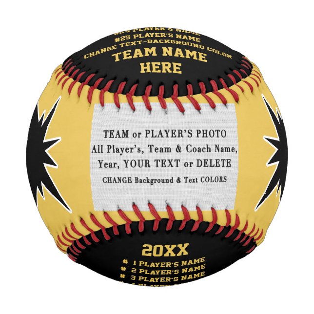 Black and Gold, Custom, Baseball Coach Gift Ideas (Front)