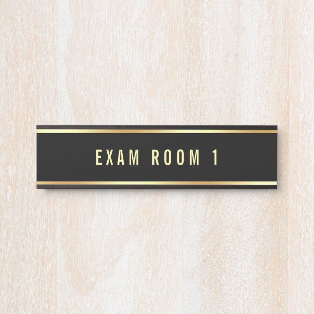Black And Gold Custom Text Template Exam Room Door Sign (Front)