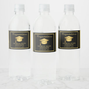 Black and Gold Custom  Water Bottle Label