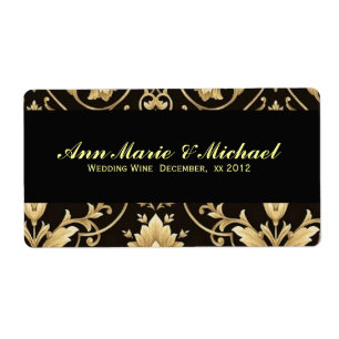 Black and Gold, Custom Wedding Wine Label