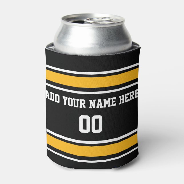 Black and Gold Customize With Your Name Can Cooler (Can Front)