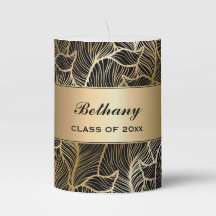 Black and Gold Damask fern Graduation Centerpieces