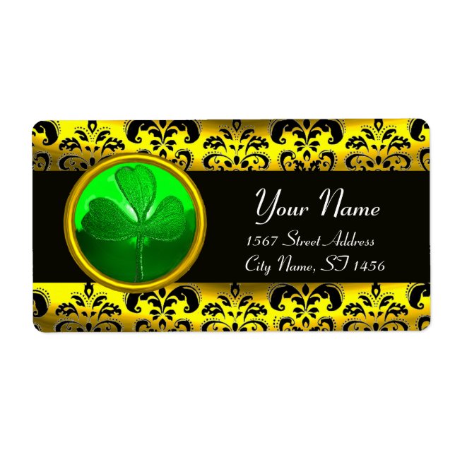 BLACK AND GOLD DAMASK ,GREEN SHAMROCK (Front)
