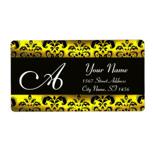 BLACK AND GOLD DAMASK MONOGRAM
