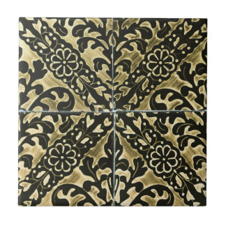 Black and Gold Damask Tile