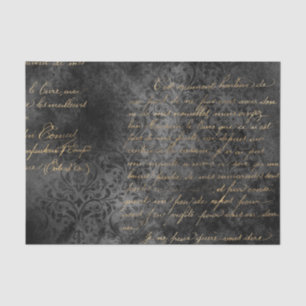 Black and Gold Damask Vintage Calligraphy Tissue Paper