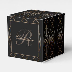 Black And Gold Deco Cube Favor Box