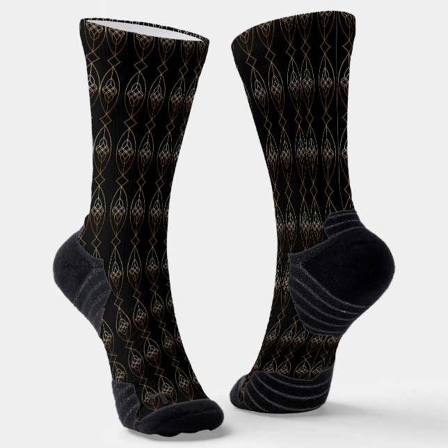 Black And Gold Deco Socks (Angled)