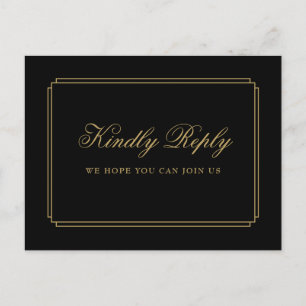 Black and Gold Deco Song Request RSVP Postcard
