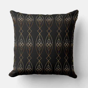 Black And Gold Deco Throw Pillow