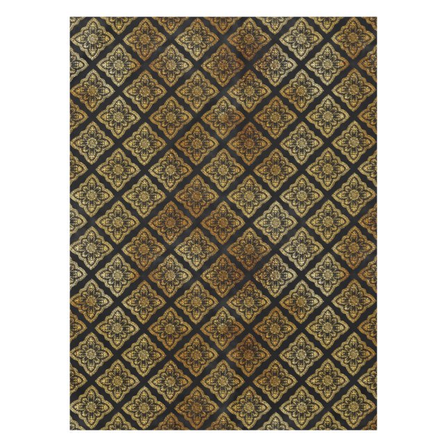 Black And Gold Decorative Tablecloth (Front)