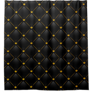 Black and Gold Design on Shower Curtain
