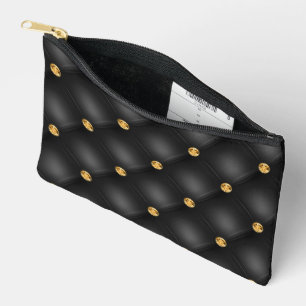 Black and Gold Diamonds Accessory Pouch