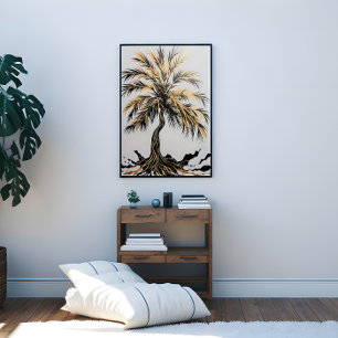 Black and Gold Dracaena Tree Canvas Print