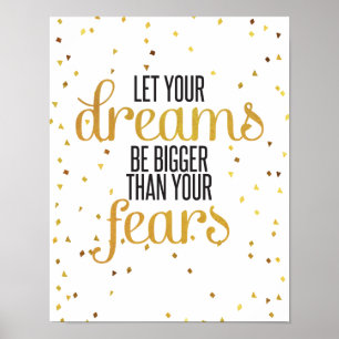 Black and Gold Dreams Inspirational Quote Poster