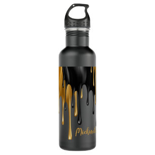 Black and Gold Dripping Paint Personalized 710 Ml Water Bottle