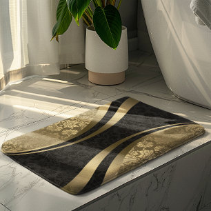 Black And Gold Dynamic Geometric Damasks Bath Mat