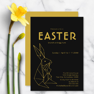 Black and Gold Easter Brunch Egg Hunt Invitation