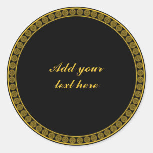 Black and Gold Elegance, Customize, Classic Round Sticker