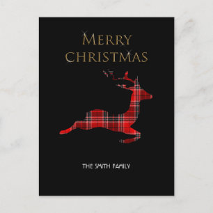 Black and gold elegance of deer  holiday postcard