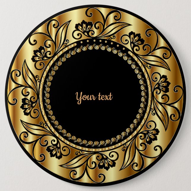 Black and Gold Elegance template 6 Inch Round Button (Front)
