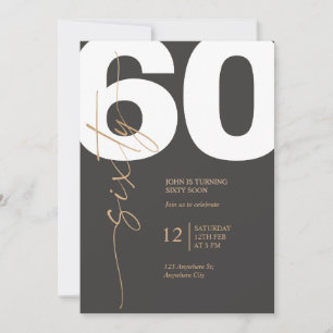 Black and Gold Elegant 60th Birthday Invitation