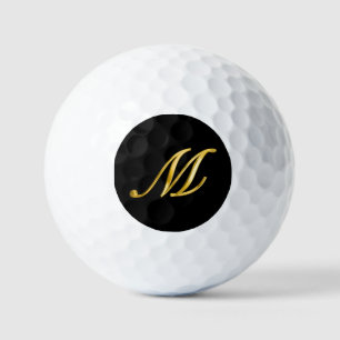 Black and Gold Elegant Custom Monogram   Golf Balls