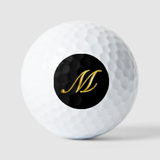 Black and Gold Elegant Custom Monogram Golf Balls