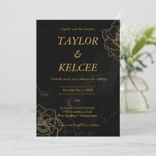 Black and Gold Elegant CUSTOMIZABLE Wedding Invitation