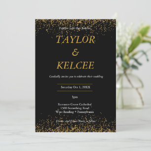 Black and Gold Elegant CUSTOMIZABLE Wedding Invitation