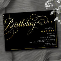 Black and Gold | Elegant Glam Any Age Birthday