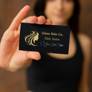 Black and Gold Elegant Hair Salon Business Card