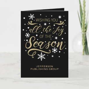 Black and Gold Elegant Modern Company Holiday Card