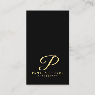 Black and Gold Elegant Monogram Business Card