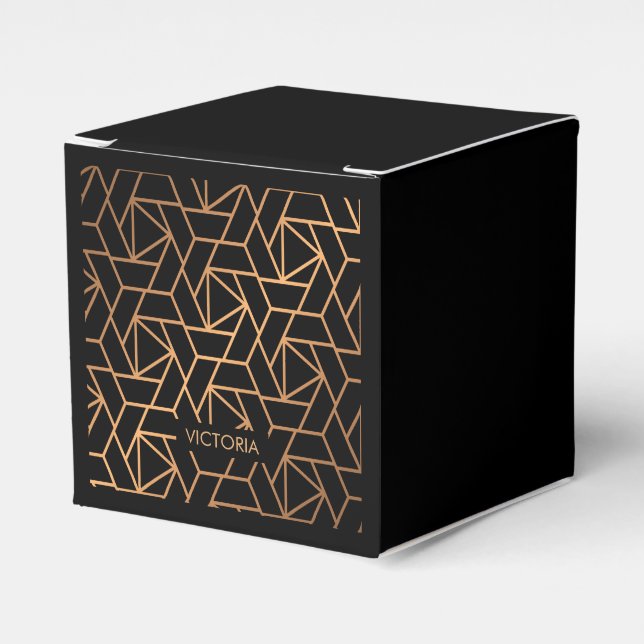 Black and Gold Elegant Pattern Favor Box (Front Side)