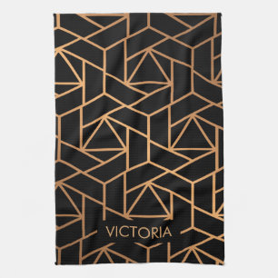 Black and Gold Elegant Pattern Kitchen Towel