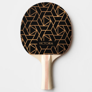 Black and Gold Elegant Pattern Ping Pong Paddle