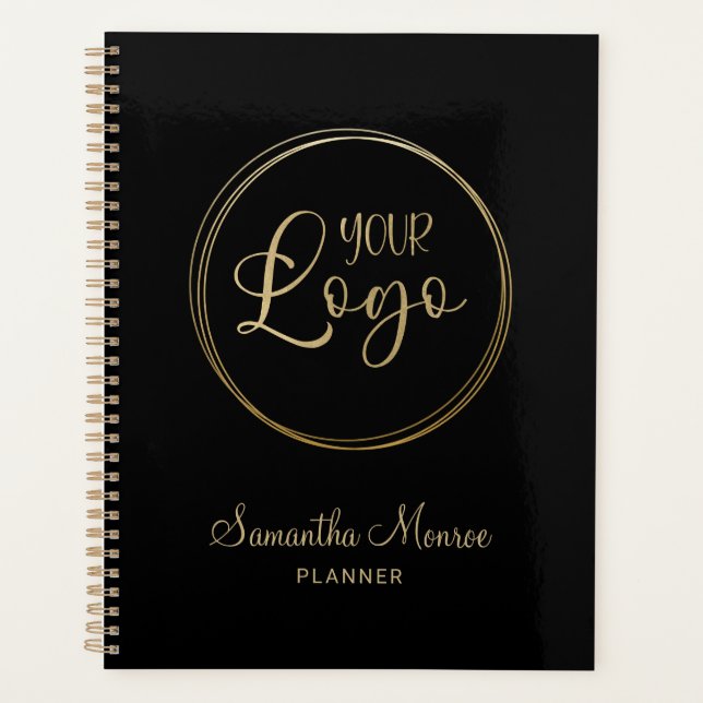 Black and Gold Elegant Personalized Business Logo Planner (Front)