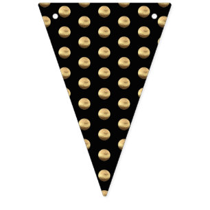 Black and Gold Elegant Polka Dots Pattern Chic Bunting Flags