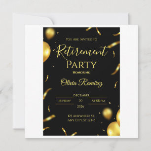 Black And Gold Elegant Retirement  Thank You Card