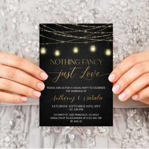Black and Gold Elegant Script Elopement Wedding Invitation