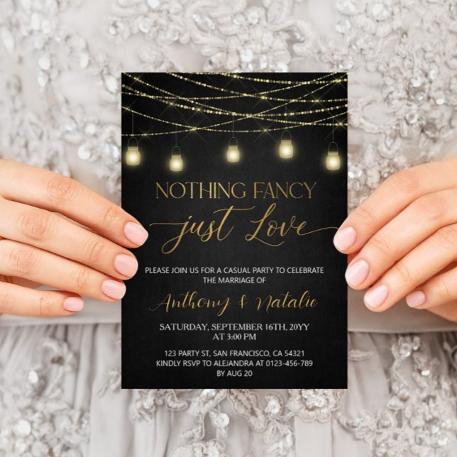 Black and Gold Elegant Script Elopement Wedding Invitation (Creator Uploaded)