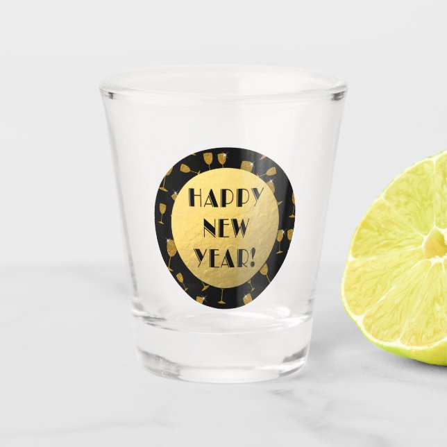 Black and Gold Elegant Shot Glass (Front)