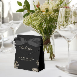 Black and Gold Elegant Simple Botanical Wedding Favor Box