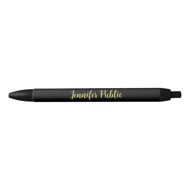 Black And Gold Elegant Template Calligraphy Name Ink Pen (Front)