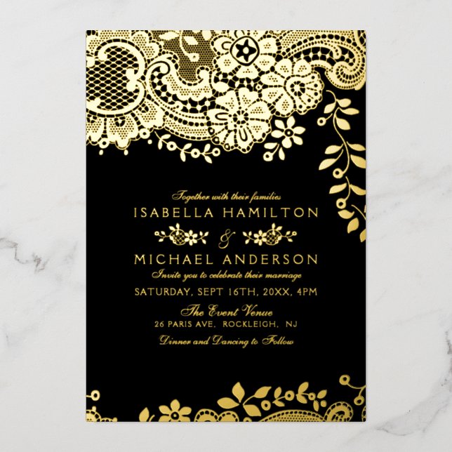 Black and Gold elegant vintage lace wedding (Front)