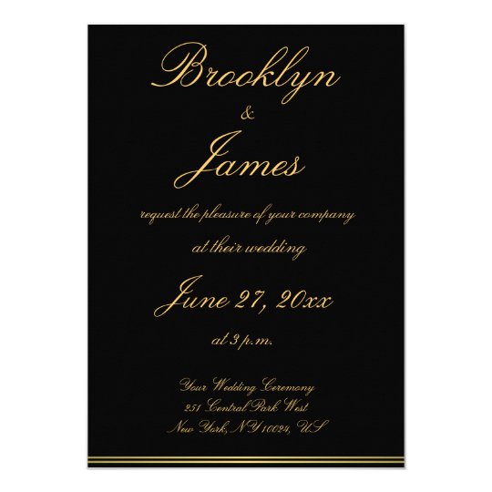 Black And Gold Elegant Wedding Invitations